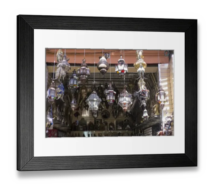 Framed Print : North Africa, Morocco, Marrakech, Jemma El Efna, Souk, varieties of lanterns for sale