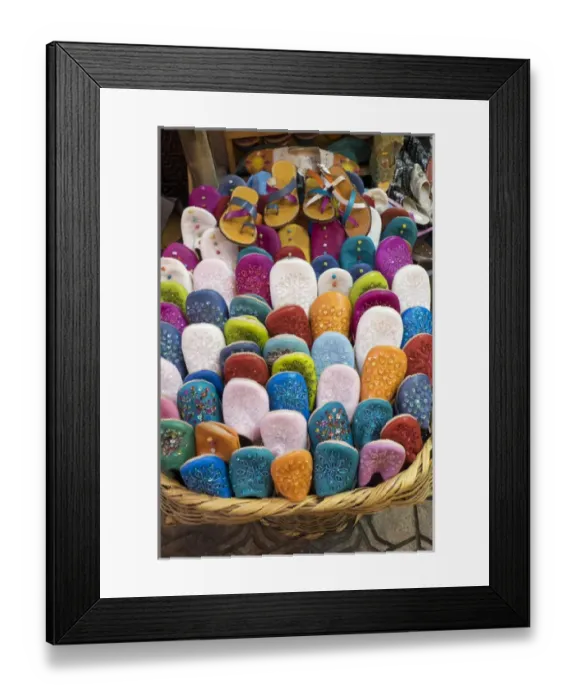 Framed Print : North Africa, Morocco, Marrakech. Leather Moroccan slippers called babouches Framed Print : North Africa, Morocco, Marrakech. Leather Moroccan slippers called babouches