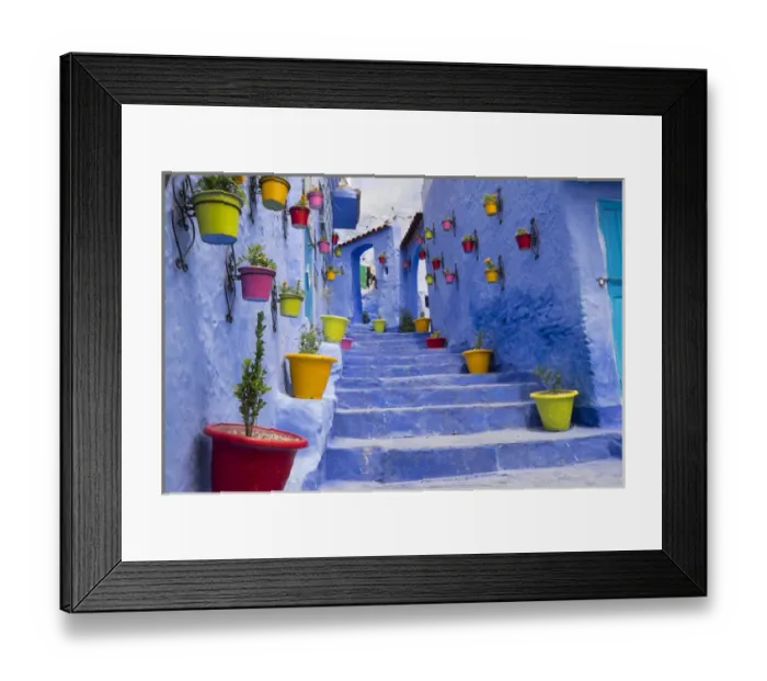 Framed Print : Africa, North Africa, Morocco, Chefchaouen or Chaouen is most noted for its small narrow streets