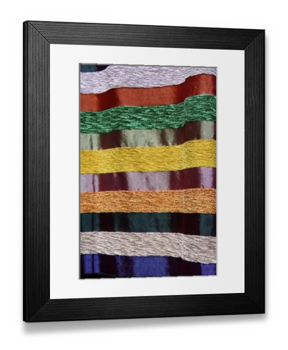 Framed Print : Africa, Morocco, Fes. Woven Moroccan silk textiles and scarves Framed Print : Africa, Morocco, Fes. Woven Moroccan silk textiles and scarves
