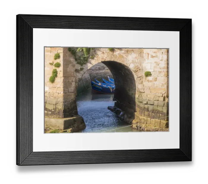 Framed Print : North Africa, Morocco, Essaouira, small skiff / rowboats tied in harbor Framed Print : North Africa, Morocco, Essaouira, small skiff / rowboats tied in harbor