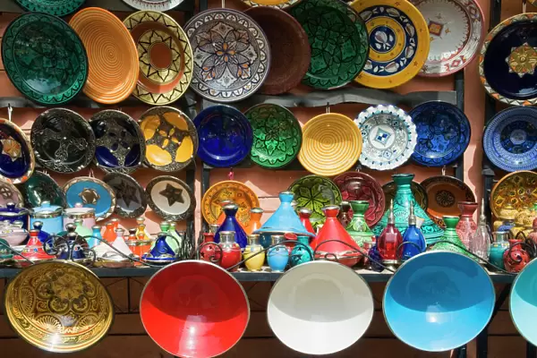 Ceramics for sale, Souk, Medina, Marrakech (Marrakesh), Morocco, North Africa, Africa