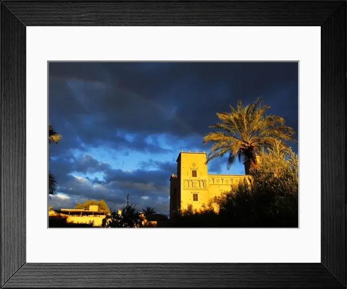 Framed Print : Africa, Morocco, Skoura. Rainbow over Dar Ahlam, a Relais et Chateaux property in Skoura Framed Print : Africa, Morocco, Skoura. Rainbow over Dar Ahlam, a Relais et Chateaux property in Skoura