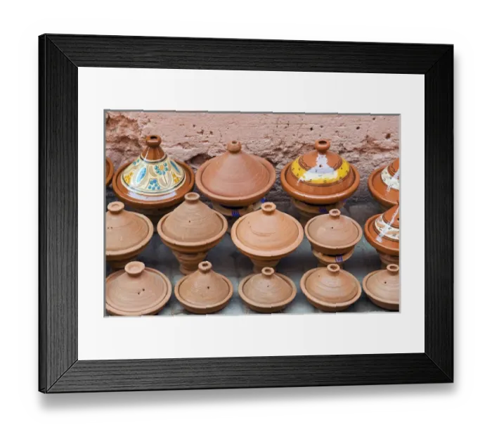 Framed Print : Pottery Pans (tajiniere) for sale, Souk in the Medina, Marrakech (Marrakesh), Morocco Framed Print : Pottery Pans (tajiniere) for sale, Souk in the Medina, Marrakech (Marrakesh), Morocco