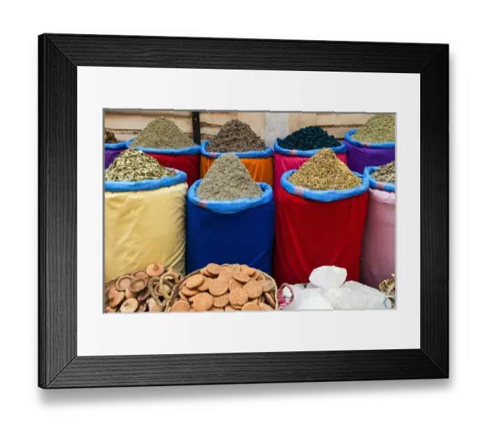 Framed Print : Spices for sale, Souk in the Medina, Marrakech (Marrakesh), Morocco, North Africa, Africa