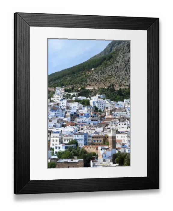 Framed Print : View of the city, Chefchaouen (Chaouen), Tangeri-Tetouan Region, Rif Mountains, Morocco Framed Print : View of the city, Chefchaouen (Chaouen), Tangeri-Tetouan Region, Rif Mountains, Morocco