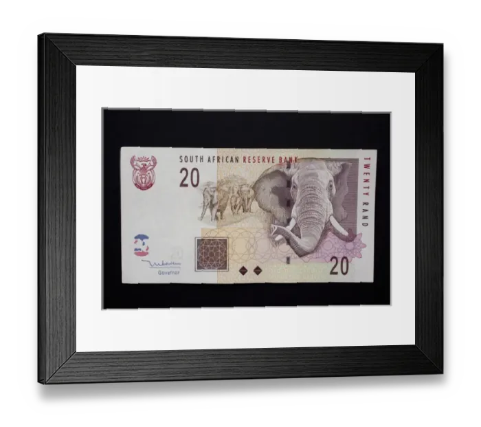 Framed Print : Africa, South Africa. Close-up of South African rand paper money