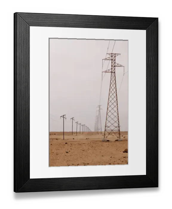 Framed Print : Africa, Namibia, Swakopmund. View of power and telephone lines in Namib Desert. Credit as Framed Print : Africa, Namibia, Swakopmund. View of power and telephone lines in Namib Desert. Credit as