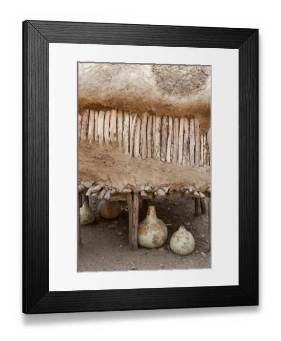 Framed Print : Africa, Namibia, Opuwo. Gourds under food storage hut Framed Print : Africa, Namibia, Opuwo. Gourds under food storage hut