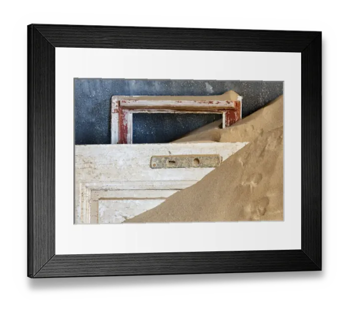 Framed Print : Africa, Namibia, Kolmanskop. Detail of door and window frame Framed Print : Africa, Namibia, Kolmanskop. Detail of door and window frame
