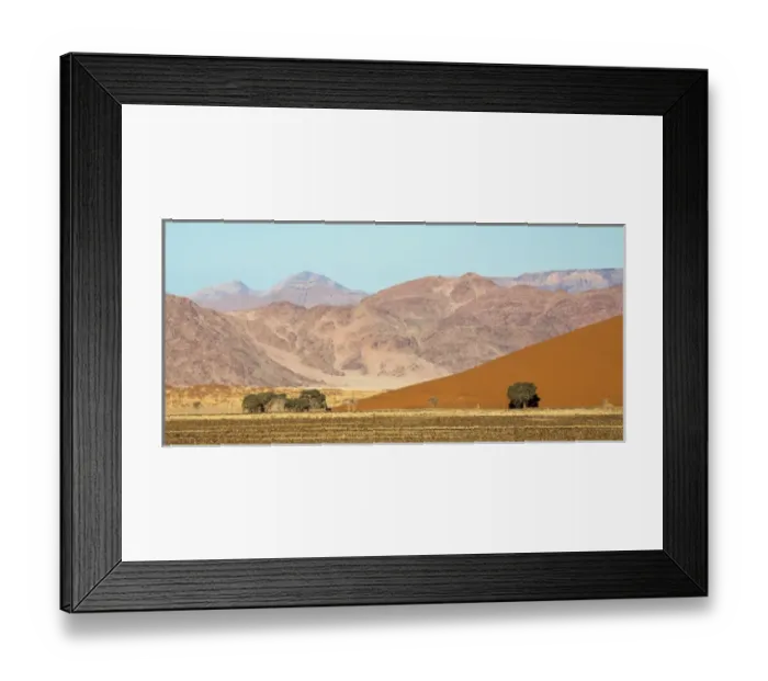 Framed Print : Africa, Namibia, Namib-Naukluft Park. Sand dune and contrasting mountains. Credit as Framed Print : Africa, Namibia, Namib-Naukluft Park. Sand dune and contrasting mountains. Credit as