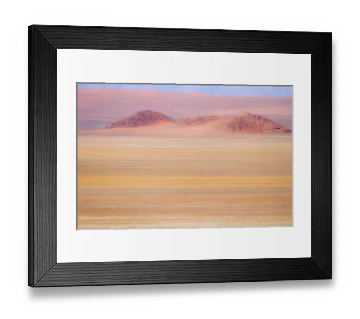 Framed Print : Africa, Namibia. Heat distorts grassy plain and red sand dunes Framed Print : Africa, Namibia. Heat distorts grassy plain and red sand dunes