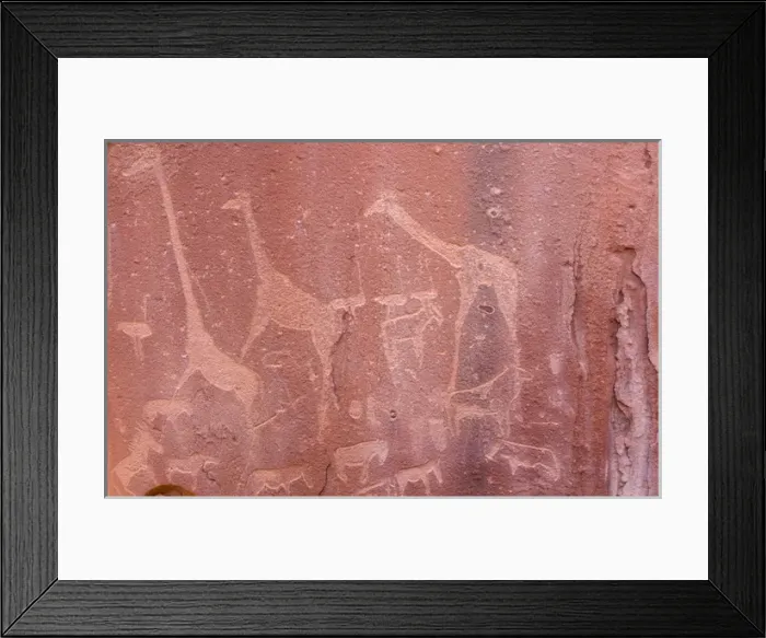 Framed Print : Africa, Namibia, Twyfwlfontein. Ancient rock art at Twyfelfontein Country Lodge
