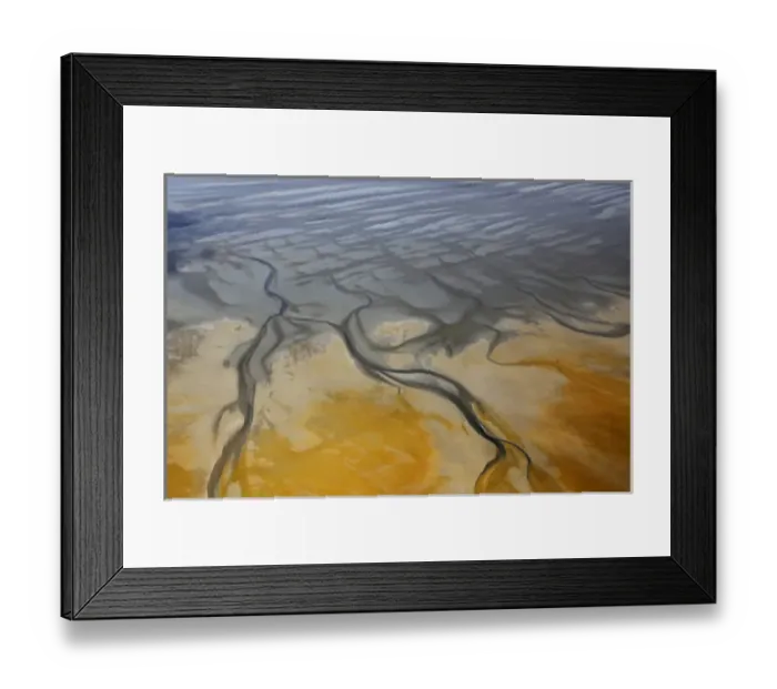 Framed Print : Africa, Namibia, Walvis Bay. Aerial view of Namib Rand Desert where it meets the sea
