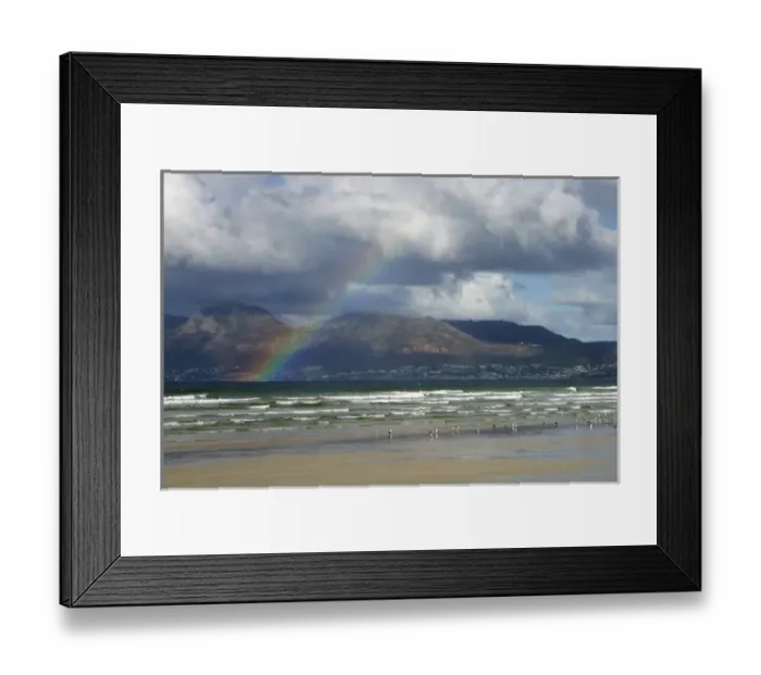 Framed Print : Africa, South Africa, Cape Town. Rainbow at Muizenberg Beach near Cape Town