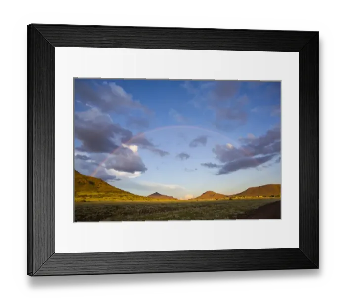 Framed Print : Africa, Namibia. Landscape with full rainbow