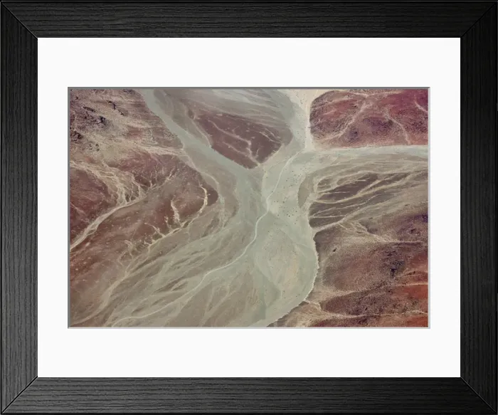 Framed Print : Africa, Namibia, Damaraland. Aerial view of dry river beds running through red rock Framed Print : Africa, Namibia, Damaraland. Aerial view of dry river beds running through red rock