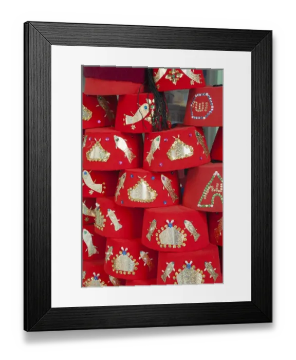 Framed Print : Fez hat for sale, Tunis, Tunisia, North Africa, Africa Framed Print : Fez hat for sale, Tunis, Tunisia, North Africa, Africa