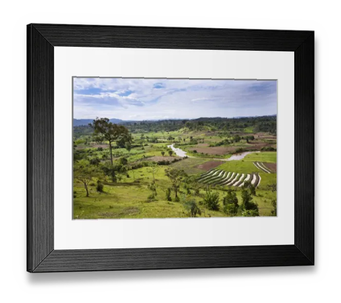 Framed Print : Hilly landscape of the southern ugandan highlands close to Bwindi National Park. The area is farmed Framed Print : Hilly landscape of the southern ugandan highlands close to Bwindi National Park. The area is farmed