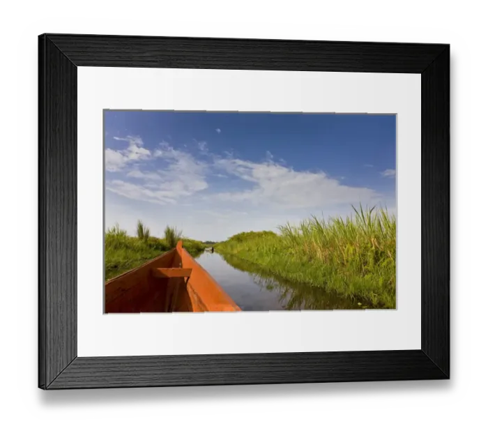 Framed Print : The Mabamba wetlands near Kampala are famous for the shoebill population. Dugout canoe Framed Print : The Mabamba wetlands near Kampala are famous for the shoebill population. Dugout canoe