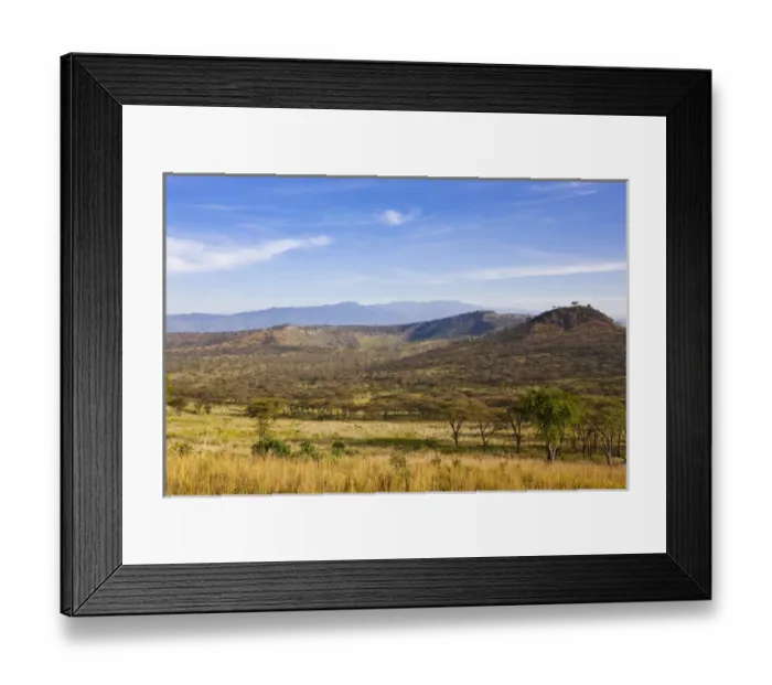 Framed Print : The Crater Area in Queen Elizabeth National Park with view of the Rwenzori (Ruwenzori) Mountains
