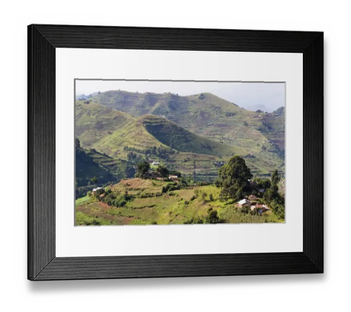 Framed Print : Landscapes around Kisoro, Kigezi. This area is densly populated and intensivly farmed