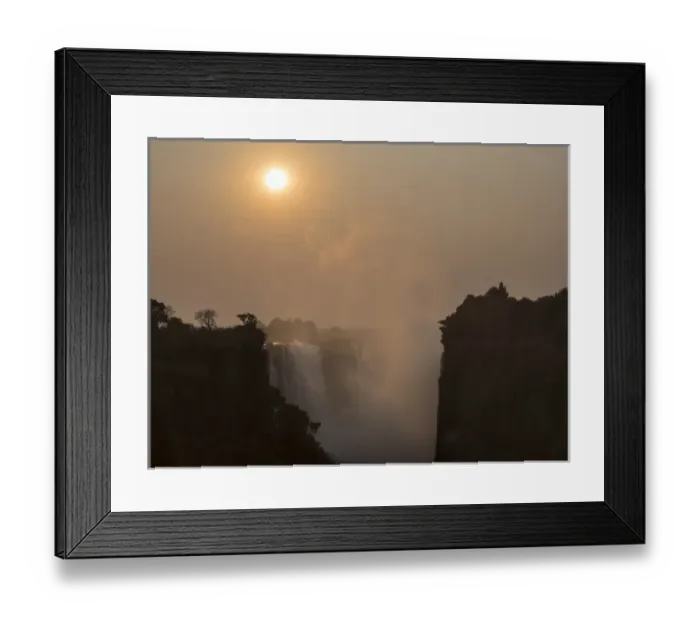 Framed Print : Africa, Zimbabwe, Victoria Falls. View of waterfall at sunrise Framed Print : Africa, Zimbabwe, Victoria Falls. View of waterfall at sunrise