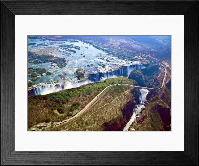 Framed Print : Aerial view of Victoria Falls, Waterfall, and the Zambesi River, Zimbabwe, Africa Framed Print : Aerial view of Victoria Falls, Waterfall, and the Zambesi River, Zimbabwe, Africa