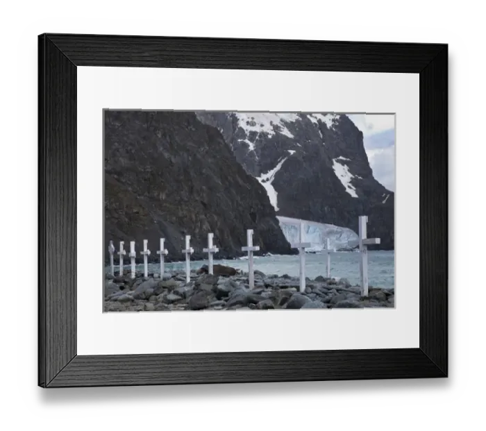 Framed Print : South Atlantic, South Orkney Islands, Laurie Island. Grave markers in stony beach Framed Print : South Atlantic, South Orkney Islands, Laurie Island. Grave markers in stony beach