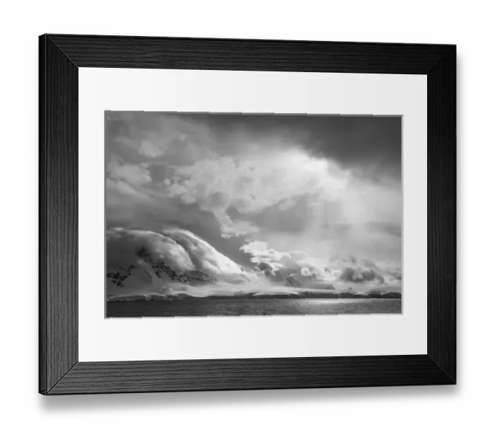 Framed Print : Antarctica, South Atlantic. Stormy snow clouds over peninsula Framed Print : Antarctica, South Atlantic. Stormy snow clouds over peninsula