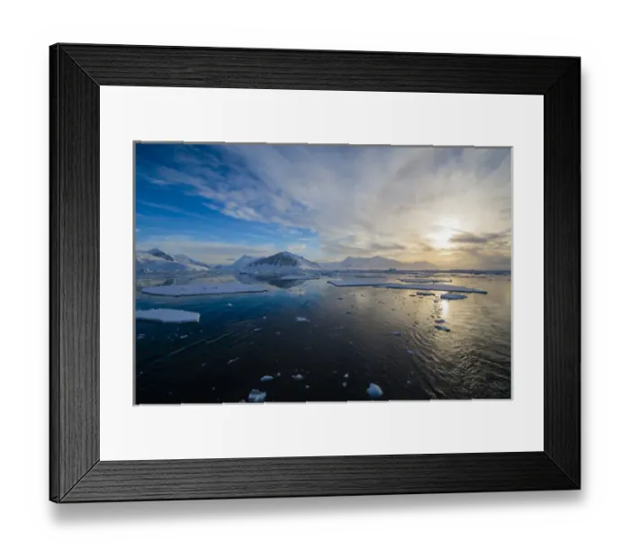Framed Print : Antarctica. Antarctic Peninsula. near Adelaide Island. The Gullet. Ice floes at sunset Framed Print : Antarctica. Antarctic Peninsula. near Adelaide Island. The Gullet. Ice floes at sunset