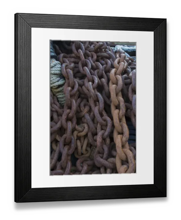 Framed Print : South Georgia. Grytviken. Giant rusted chains using to pull whales ashore Framed Print : South Georgia. Grytviken. Giant rusted chains using to pull whales ashore