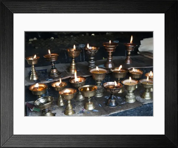 Framed Print : Asia, Bhutan, Dochu La. Yak butter candles burn in shrine Framed Print : Asia, Bhutan, Dochu La. Yak butter candles burn in shrine