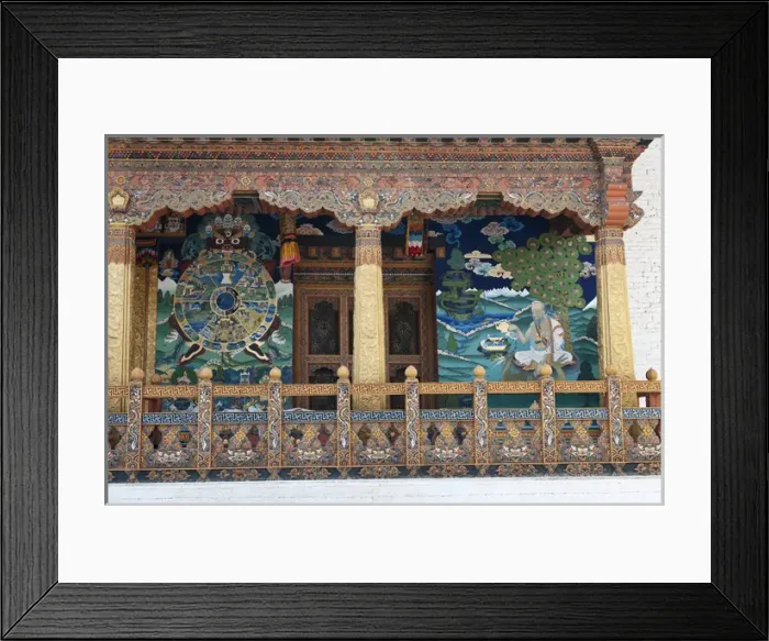 Framed Print : Asia, Bhutan. Paintings and detailed woodwork near entrance to temple in Punakha Dzong palace Framed Print : Asia, Bhutan. Paintings and detailed woodwork near entrance to temple in Punakha Dzong palace