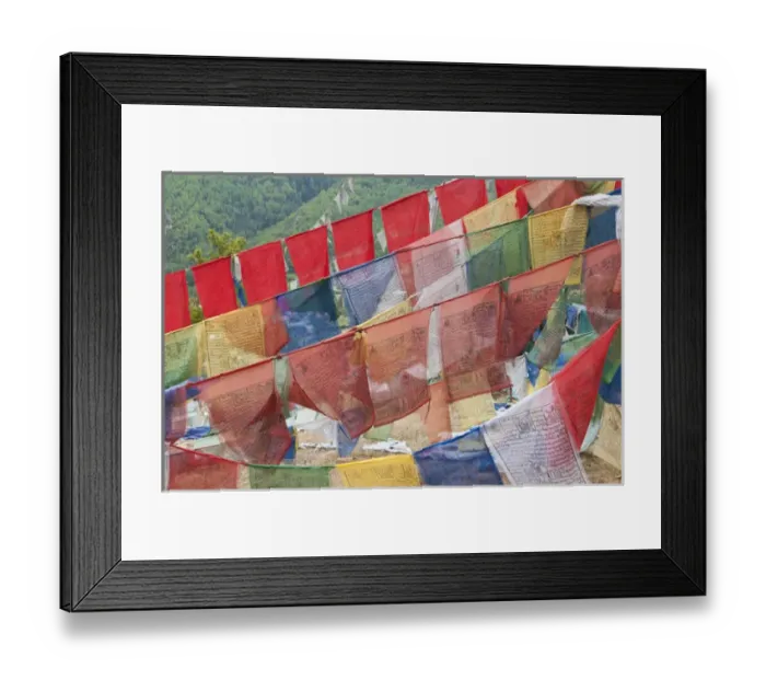Framed Print : Asia, Bhutan, Thimphu. Colorful prayer flags