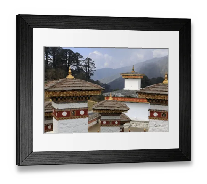 Framed Print : Asia, Bhutan. Buddhist monastery buildings