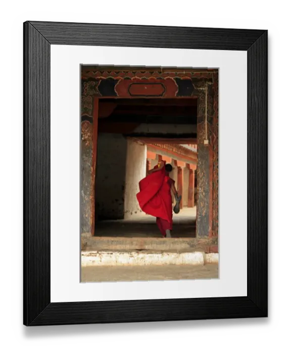 Framed Print : Asias, Bhutan, Wangdue. Monk at Wandu Phodrang Dzong
