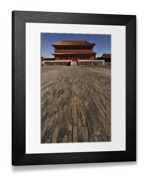 Framed Print : China, Beijing, , Forbidden City, exterior of ancient pagoda with courtyard against Framed Print : China, Beijing, , Forbidden City, exterior of ancient pagoda with courtyard against