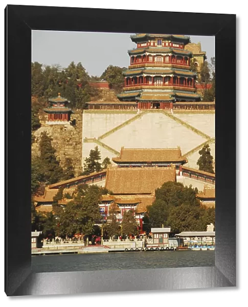 China, Beijing, Summer Palace, Temple of the Fragrance of Buddha; view of Pagodas