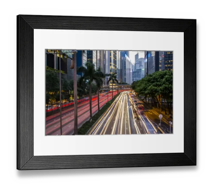 Framed Print : Hong Kong China downtown twilight traffic in Gloucester Road at night with cars streaking Framed Print : Hong Kong China downtown twilight traffic in Gloucester Road at night with cars streaking