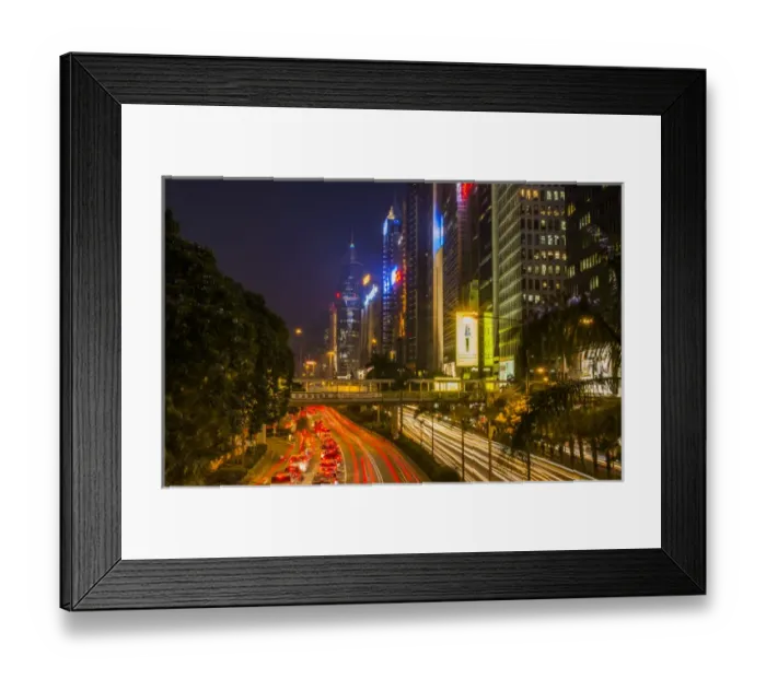 Framed Print : Hong Kong China downtown twilight traffic in Gloucester Road at night with cars streaking Framed Print : Hong Kong China downtown twilight traffic in Gloucester Road at night with cars streaking