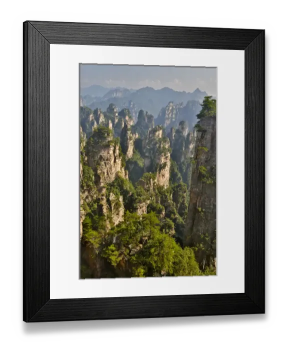 Framed Print : Hallelujah Mountains China, Wulingyuan District, Landscape and many peaks on display Framed Print : Hallelujah Mountains China, Wulingyuan District, Landscape and many peaks on display