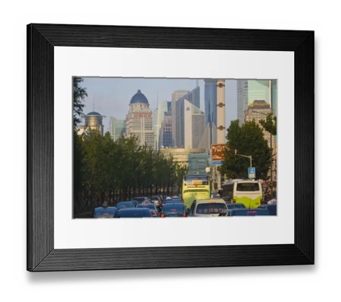 Framed Print : Traffic jam on the freeway during rush hour, Shanghai, China Framed Print : Traffic jam on the freeway during rush hour, Shanghai, China