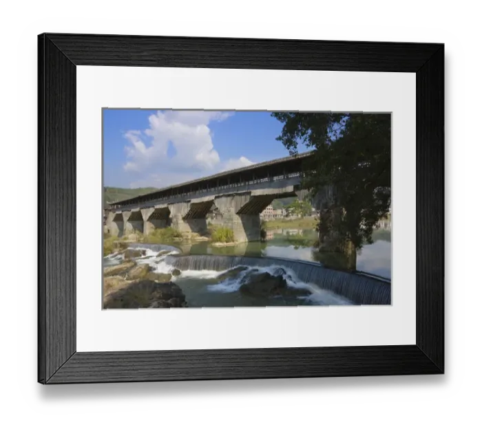 Framed Print : Wanan Bridge, traditional wood covered bridge (Chinas longest such bridge), Pingnan Framed Print : Wanan Bridge, traditional wood covered bridge (Chinas longest such bridge), Pingnan
