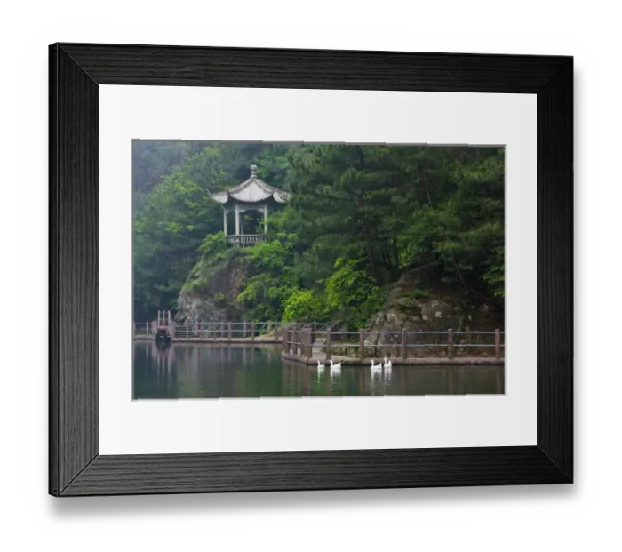Framed Print : Pavilion with lake in the mountain, Tiantai Mountain, Zhejiang Province, China Framed Print : Pavilion with lake in the mountain, Tiantai Mountain, Zhejiang Province, China