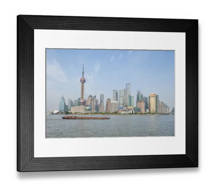 Framed Print : Pudong district skyline with shipping on the Huangpu River Shanghai, China Framed Print : Pudong district skyline with shipping on the Huangpu River Shanghai, China