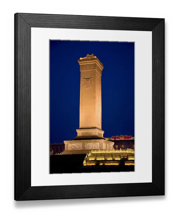 Framed Print : China, Beijing, Tiananmen Square, The Monument to the Peoples Heroes illuminated Framed Print : China, Beijing, Tiananmen Square, The Monument to the Peoples Heroes illuminated