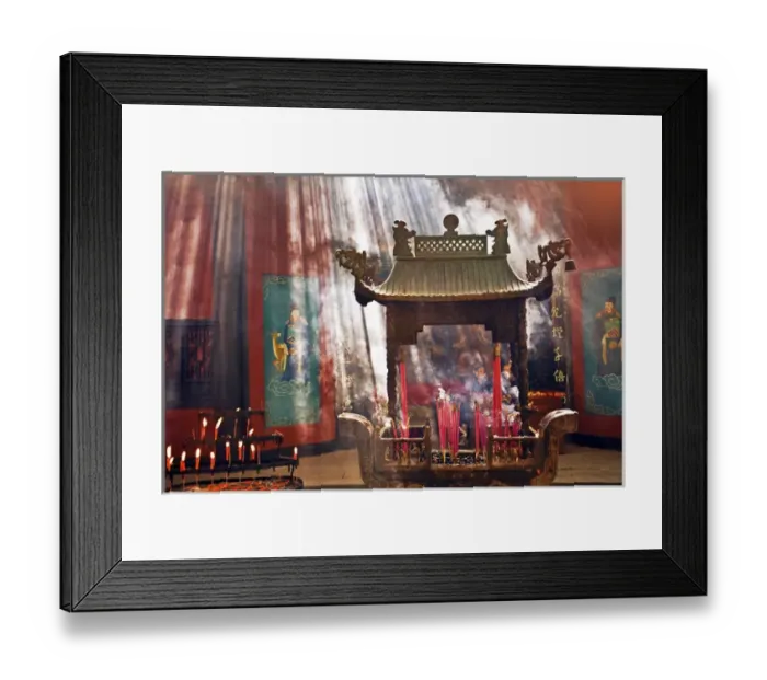 Framed Print : China, Hangzhou, Lingyin Buddhist Temple candles and incense burn at an alter as buddists pray Framed Print : China, Hangzhou, Lingyin Buddhist Temple candles and incense burn at an alter as buddists pray