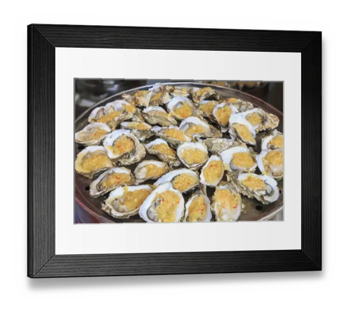 Framed Print : cooked oysters on a platter, shops around Nine Pedestrian Street, Guangzhou, China Framed Print : cooked oysters on a platter, shops around Nine Pedestrian Street, Guangzhou, China