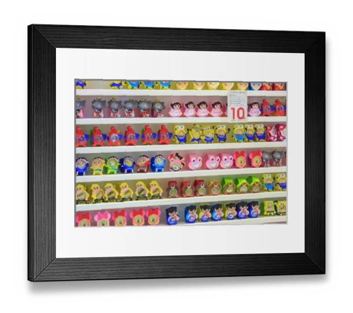 Framed Print : shelves of children toys, shops around Nine Pedestrian Street, Guangzhou, China